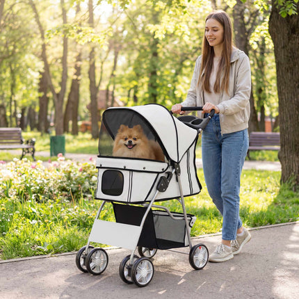 Faltbarer Tierkinderwagen mit Reflektorstreifen, Grau
