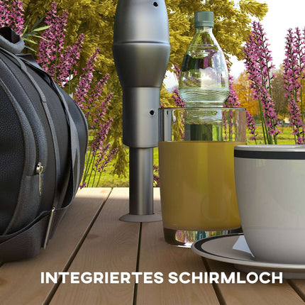 Klappbarer Picknicktisch aus Tannenholz mit Bank und Sonnenschirmloch
