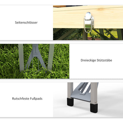 Klappbarer Picknicktisch aus Tannenholz mit Bank und Sonnenschirmloch