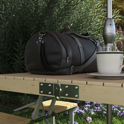 Klappbarer Picknicktisch aus Tannenholz mit Bank und Sonnenschirmloch