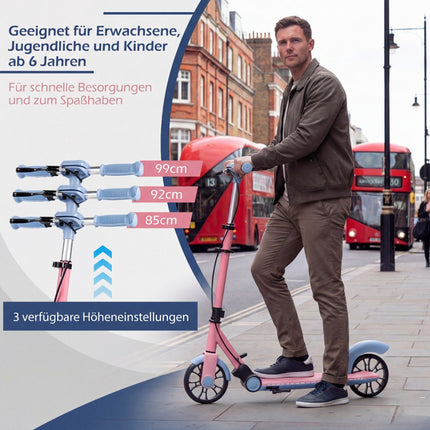 Foldable Pink Scooter with LED Wheels & Adjustable Handle