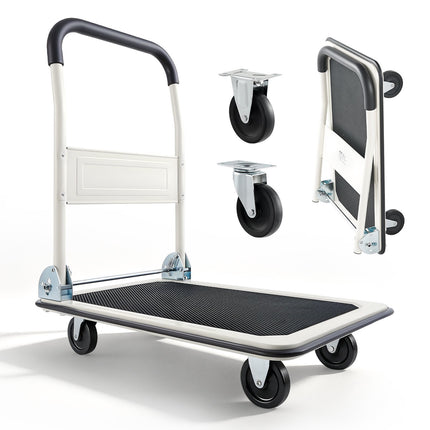 Foldable Platform Truck Cart, 330 lb, Swivel Wheels