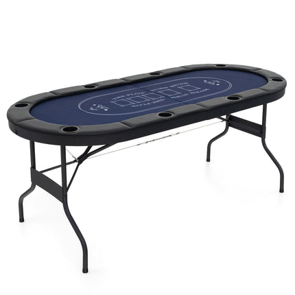 Foldable Poker Table for 8 with Cup Holders and Padded Rails