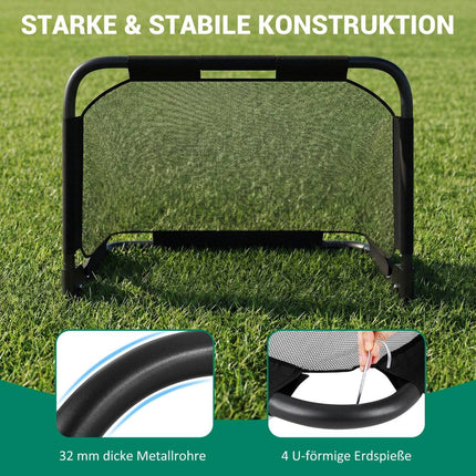 Faltbares Pop-Up-Fußballtor mit Torwand, Schwarz