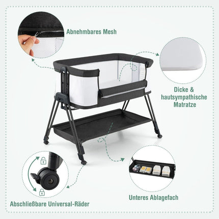 Foldable Portable Baby Bed with Adjustable Height