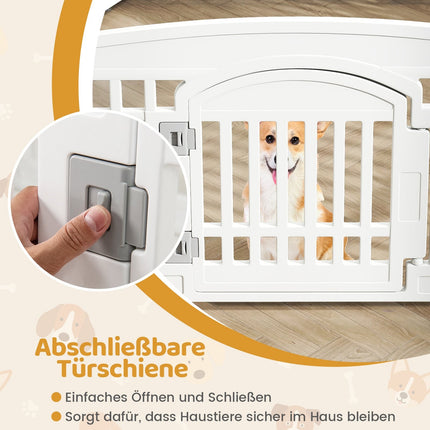 Faltbarer Welpenauslauf mit abschließbarer Tür, 6 Paneele