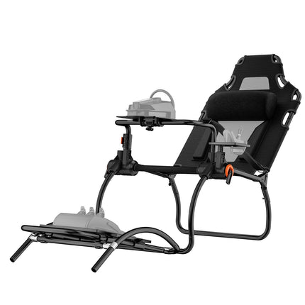 Foldable Racing Wheel Stand with Seat, Carbon Steel Frame, Adjustable Pedals