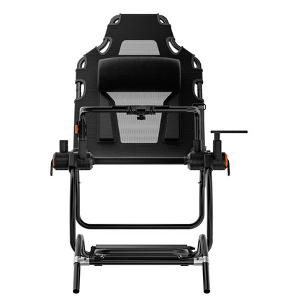Foldable Racing Wheel Stand with Seat, Carbon Steel Frame, Adjustable Pedals