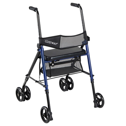 Faltbarer Rollator mit Sitz, höhenverstellbar, blau