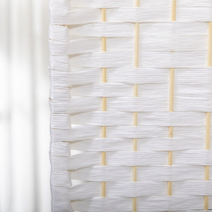 Foldable Room Divider, 4 Panels, White, Wood Frame