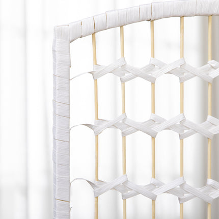 Foldable Room Divider, 4 Panels, White, Wood Frame