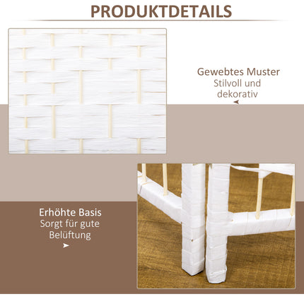 Foldable Room Divider, 4 Panels, White, Wood Frame