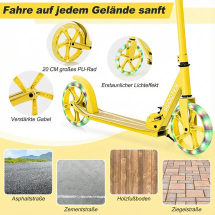 Klapproller mit 110 kg Tragkraft, 2 LED-Rädern, Höhenverstellbar