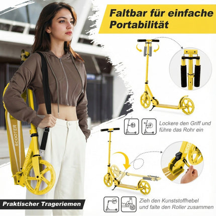 Klapproller mit 110 kg Tragkraft, 2 LED-Rädern, Höhenverstellbar