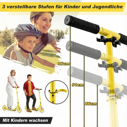 Klapproller mit 110 kg Tragkraft, 2 LED-Rädern, Höhenverstellbar