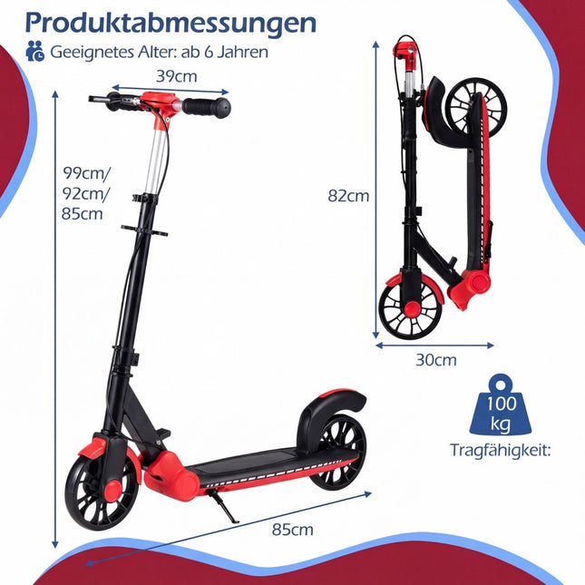 Faltbarer Roller mit LED-Rädern und verstellbarem Lenker