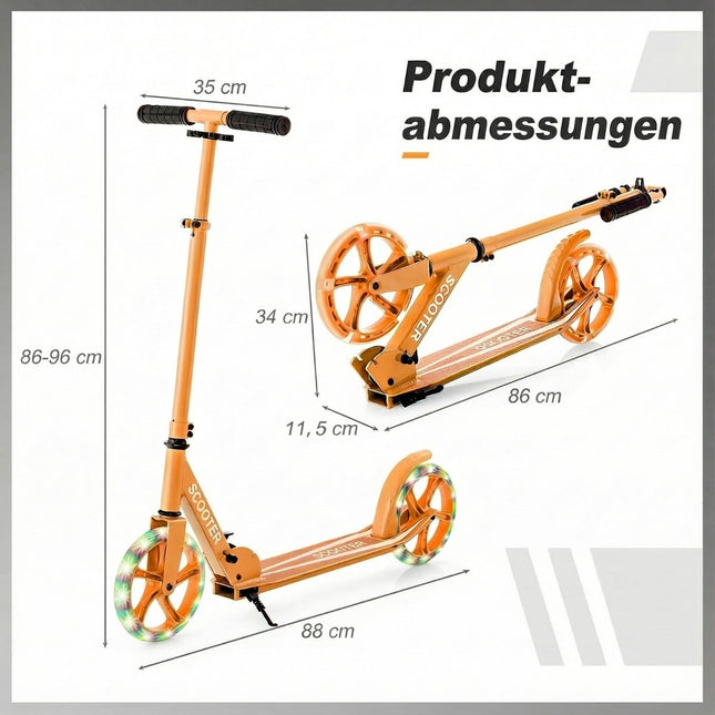 Klapproller mit LED-Rädern, höhenverstellbar, 110 kg Tragkraft