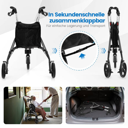 Skládací chodítko pro seniory – lehký hliník, kola 20cm