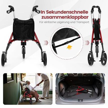 Skládací chodítko pro seniory – lehký hliník, kola 20cm
