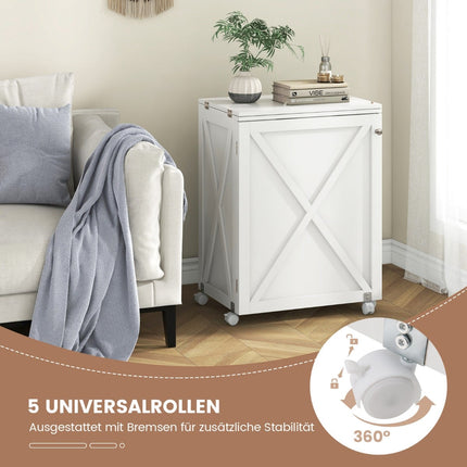 Foldable Sewing & Craft Table with Storage, White
