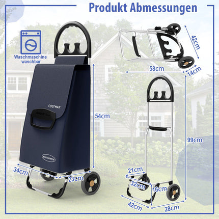 Faltbarer Einkaufstrolley, 70L Abnehmbare Tasche, Aluminium