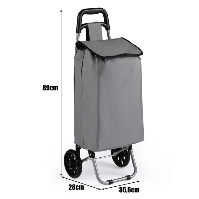 Foldable Shopping Cart with 35L Waterproof Bag, Grey