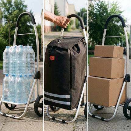 Faltbarer Einkaufstrolley 45L Schwarz, thermoisoliertes Innenfach