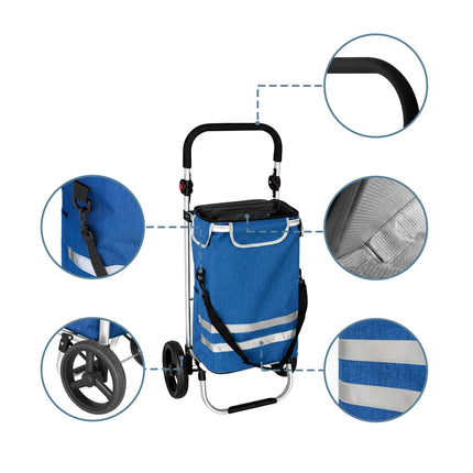 Faltbarer Einkaufstrolley, 45L, Kühltasche, 35kg Tragkraft