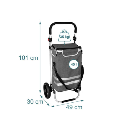 Skládací nákupní vozík, 45L, chladicí taška, nosnost 35kg