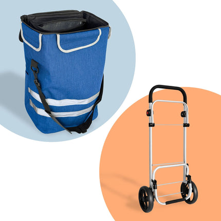 Faltbarer Einkaufstrolley, 45L, Kühltasche, 35kg Tragkraft