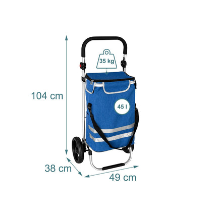 Faltbarer Einkaufstrolley, 45L, Kühltasche, 35kg Tragkraft