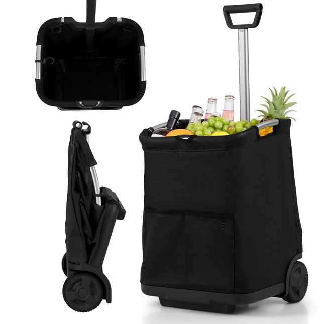 Skládací nákupní vozík, objem 50L, nastavitelná rukojeť