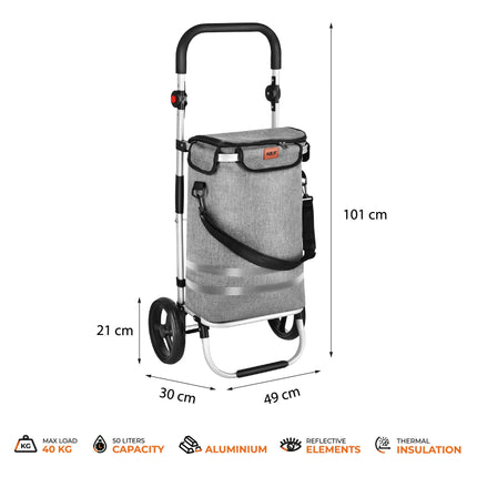 Faltbarer Einkaufstrolley 50L, Grau, Thermoisoliert
