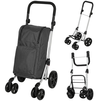 Foldable Shopping Trolley with Cooler Bag, 46L, Dark Grey