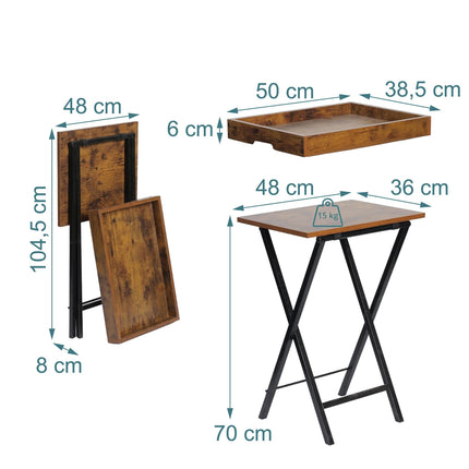 Faltbarer Sofaseitentisch – abnehmbares Tablett, Industrial