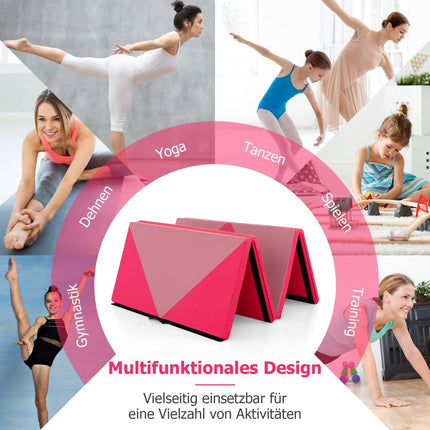 Faltbare Weichbodenmatte Tragbare Gymnastikmatte Yogamatte 240 x 117 x 5 cm Rosa