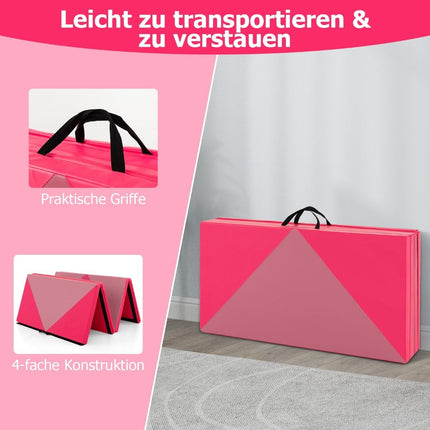 Faltbare Weichbodenmatte Tragbare Gymnastikmatte Yogamatte 240 x 117 x 5 cm Rosa