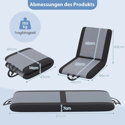 Foldable Stadium Seat Cushion with Adjustable Backrest Floor Chair Padded Stadium Seat