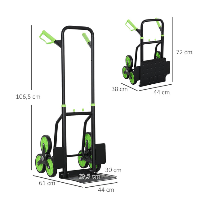 Zusammenklappbare Treppensteiger Sackkarre, Stahlrahmen, 120 kg Tragkraft