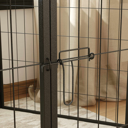 Faltbares Haustiergehege aus Stahl, 6 Paneele, Grau