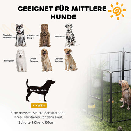 Faltbares Haustiergehege aus Stahl, 6 Paneele, Grau