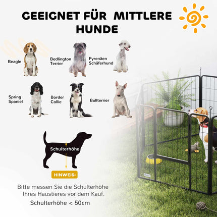 Zusammenklappbares Haustierlaufgitter aus Stahl, 6 Elemente, Grau