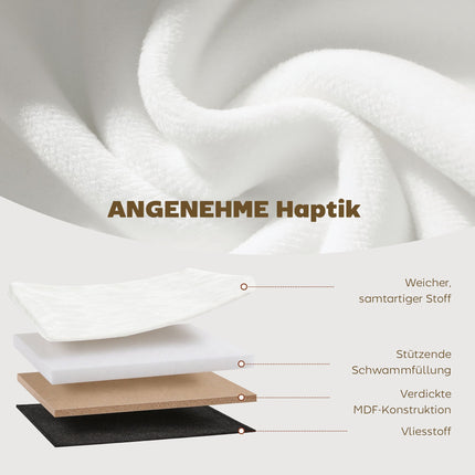 Foldable Storage Bench with Velvet Look, Cream, 76x38x35 cm