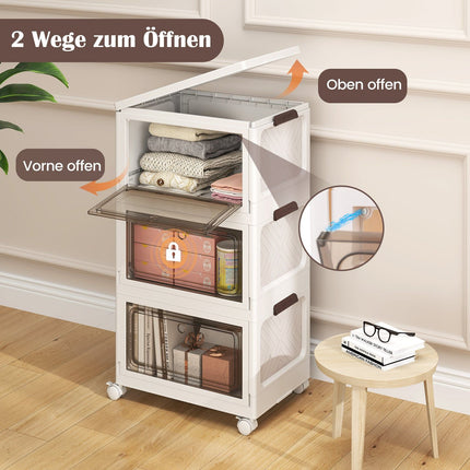 Faltbares Aufbewahrungsbox-Set mit Deckel, 3er-Pack, 105 l, Weiß
