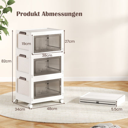 Faltbares Aufbewahrungsbox-Set mit Deckel, 3er-Pack, 105 l, Weiß