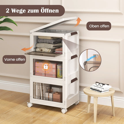 Foldable Storage Boxes with Lids, 3-Pack, 75L, White