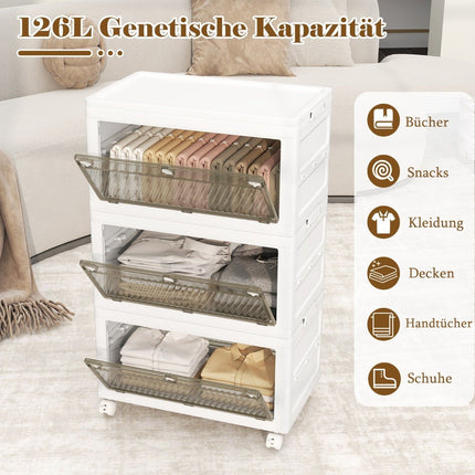 Foldable Storage Box with Lid, 126L/168L, Wheels