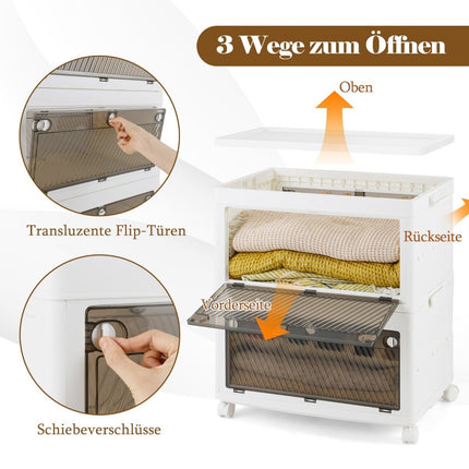 Foldable Storage Box with Lid, 126L/168L, Wheels