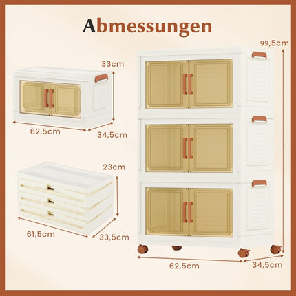 Foldable Storage Box with Lid, Wheels, 156L Capacity