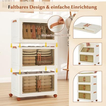 Foldable Storage Box with Lid, Wheels, 156L Capacity